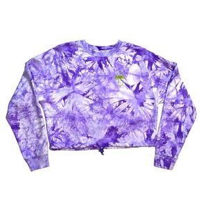 Cropped tie dyed Mushroom Trippy Funky Sweatshirt Medium